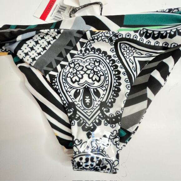 Becca Size X-Small Green Printed Reversible Hipster Swim Bottom Separates - Picture 4 of 15